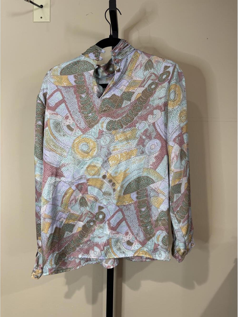 90s Women's Long Sleeve Printed Blouse Impressions of California - Picture 6 of 8